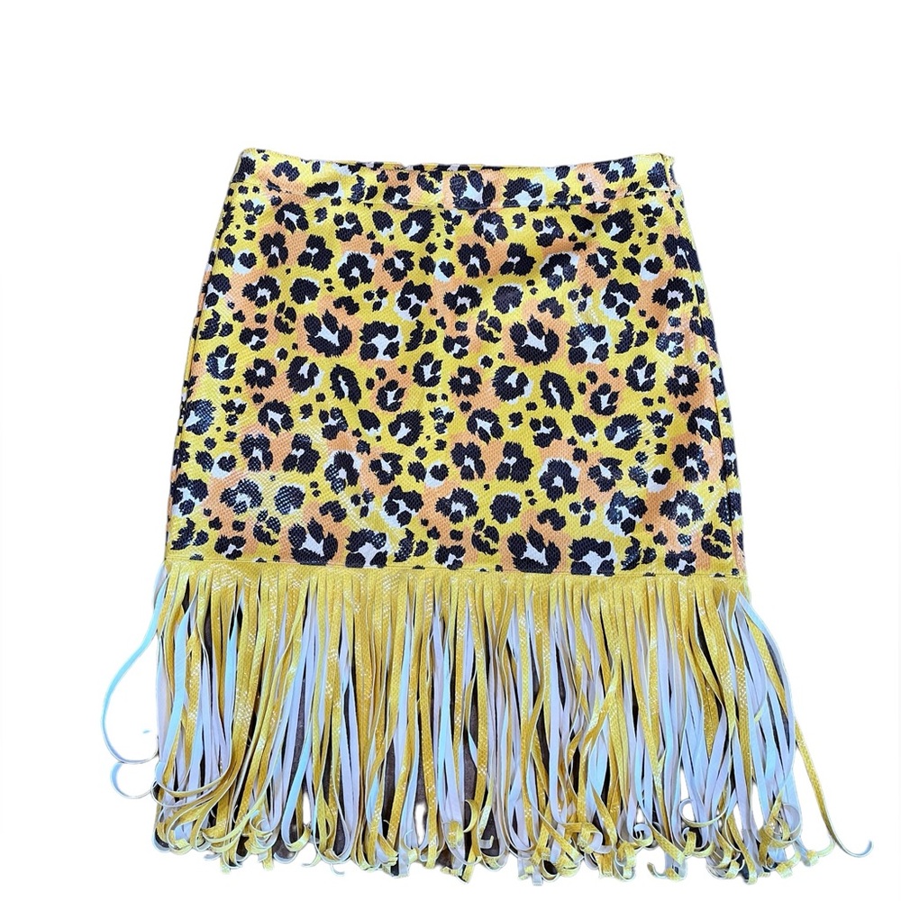 NEW!! Faux Snake Skin Lucky & Blessed. Skirt Size 3XL. Fringe Stretch